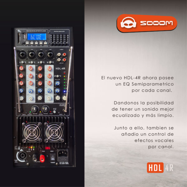 HDL-4R Parlante Recargable de 15” + 2 Micrófonos - Imagen 3